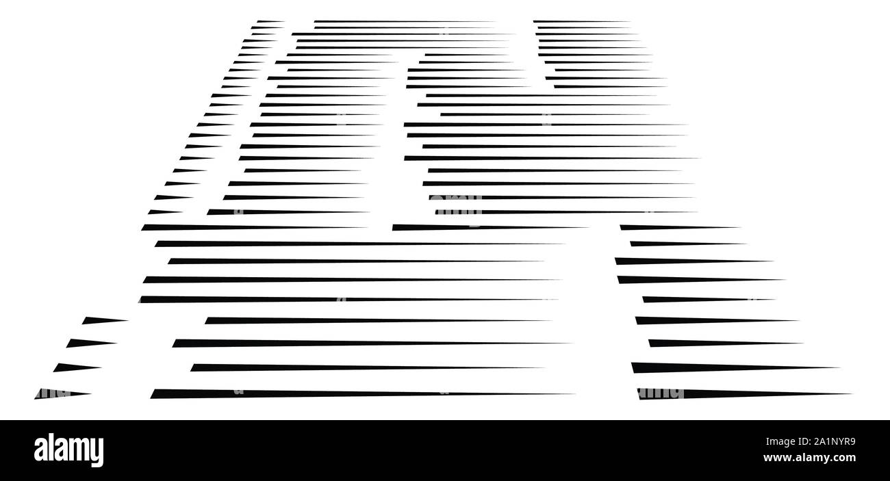 Les lignes irrégulières dans les segments 3d perspective. Rayures, traces, bandes modèle. des morceaux, des morceaux, des fragments de fines lignes horizontales parallèles droites er. Illustration de Vecteur