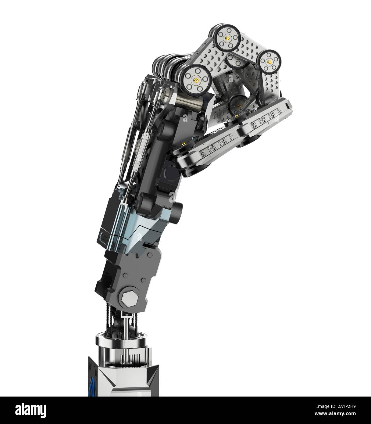 Le rendu 3D main robotique cyborg ou vides en main isolé de la carte Banque D'Images