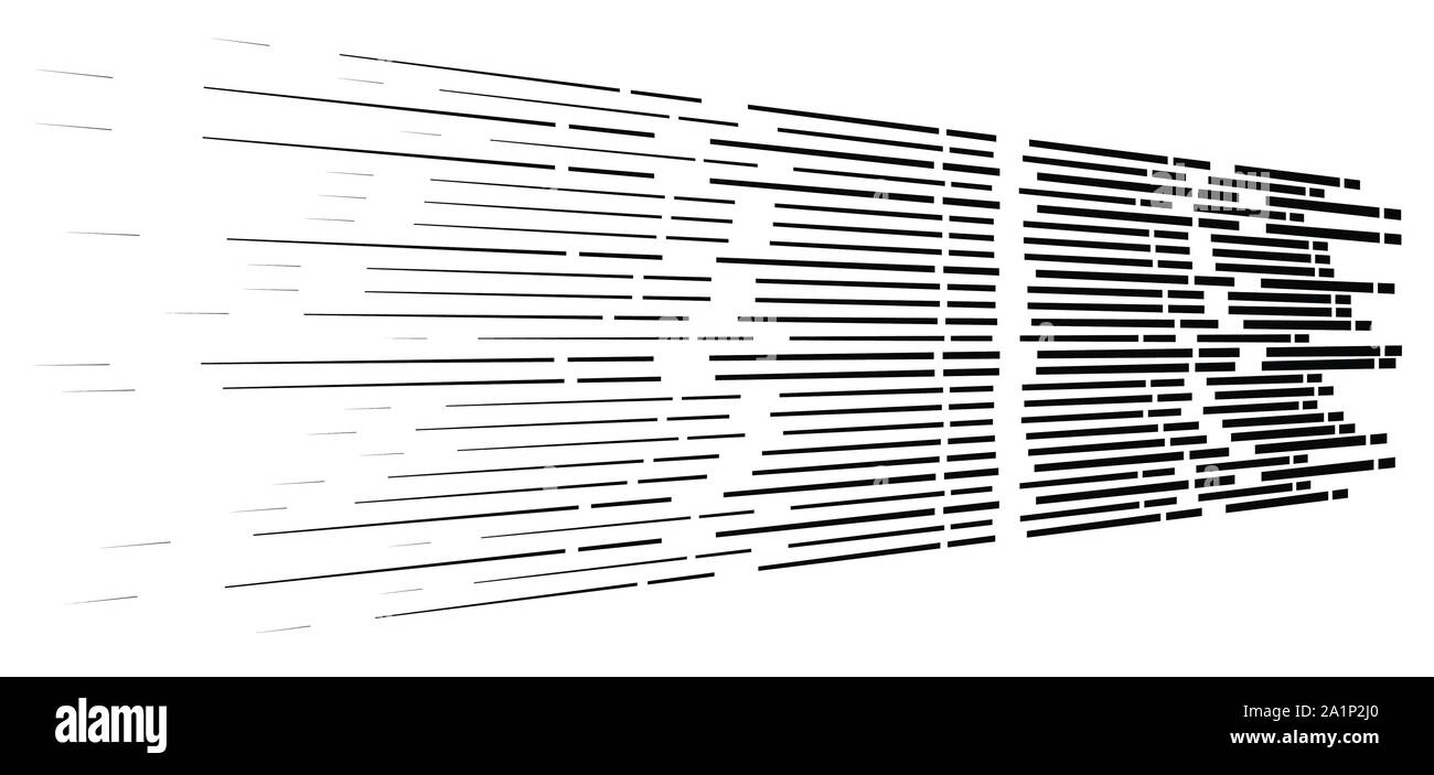 3d aléatoire des lignes pointillées en perspective. motif géométrique rayures segmentés. vanish, diminuer des stries. bandes irrégulières fading Illustration de Vecteur
