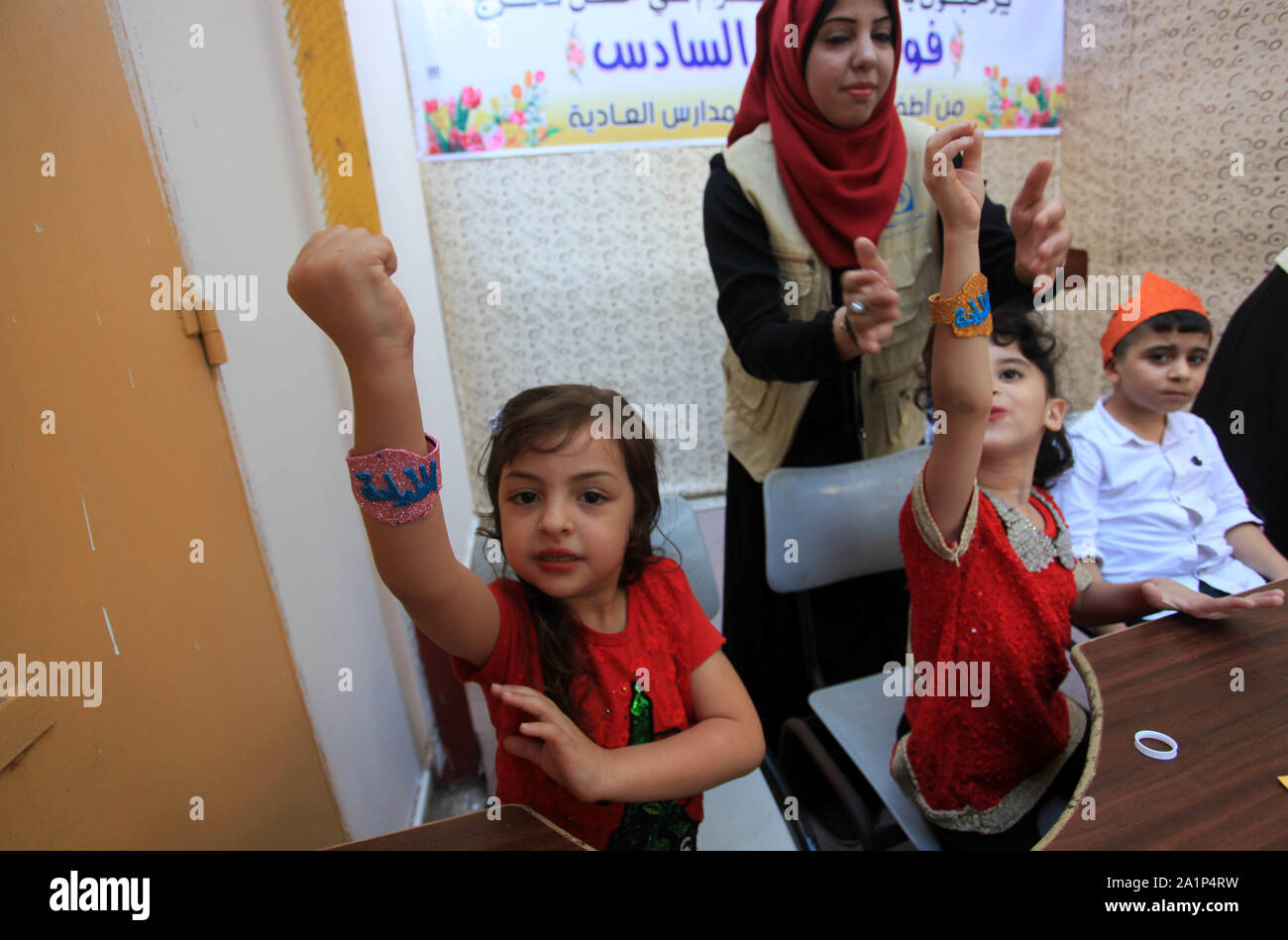 La ville de Gaza, bande de Gaza, territoire palestinien. 28 Sep, 2019. Les enfants palestiniens qui sont autistes kaka bouda lors d'une journée de divertissements, dans la ville de Gaza, le 28 septembre 2019. L'autisme est un trouble du développement caractérisé par des difficultés d'interaction sociale et de communication Crédit : Mahmoud Ajjour/APA/Images/fil ZUMA Alamy Live News Banque D'Images