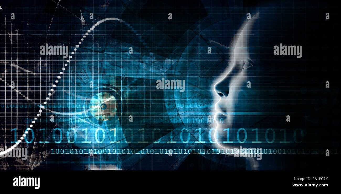 L'évolution de l'intelligence artificielle avec la conscience comme concept de haute technologie numérique Banque D'Images