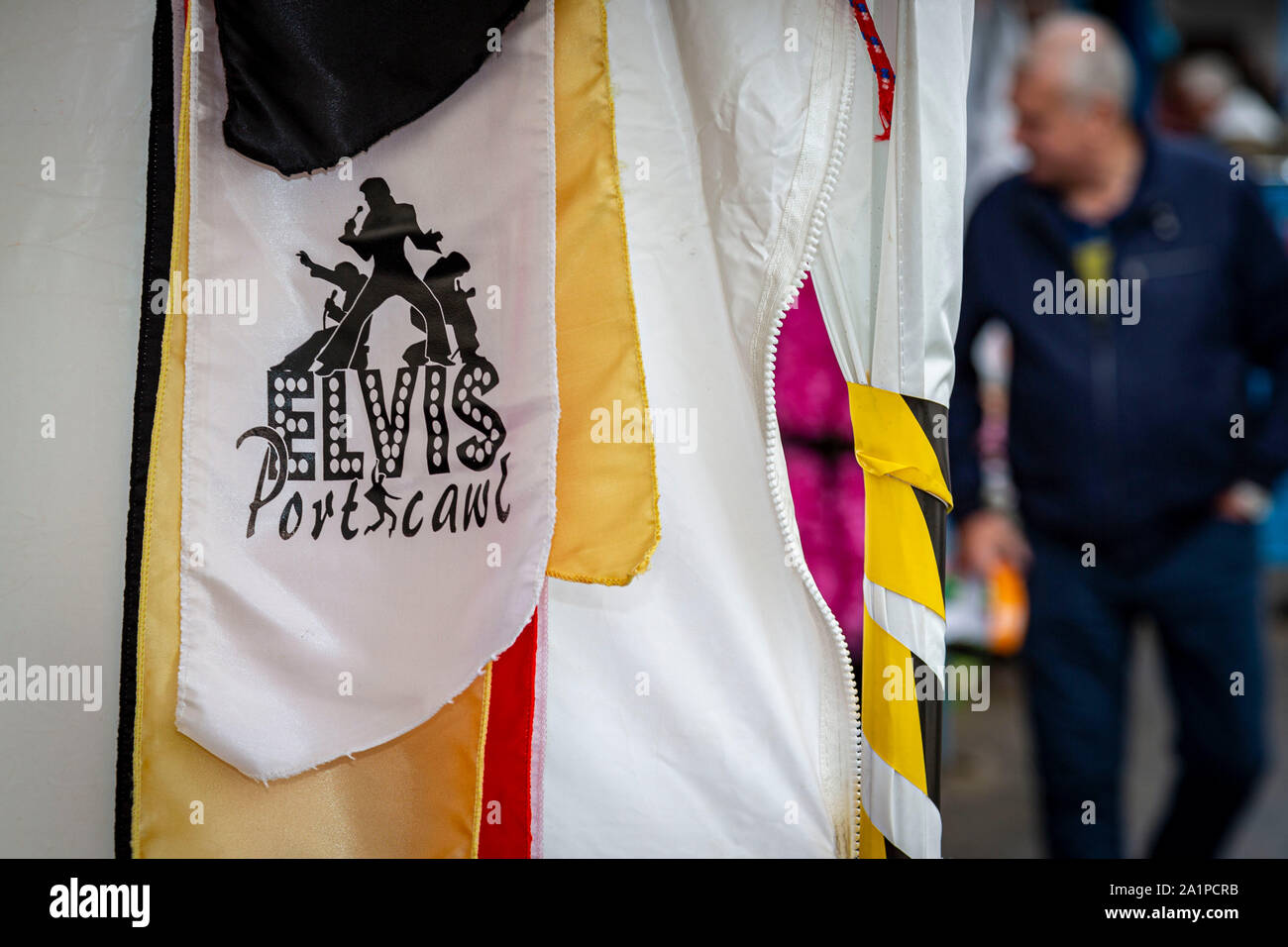 PORTHCAWL, Royaume-Uni. 28 Sep, 2019. 'Elvis Porthcawl' à son effigie en vente sur un stand au Festival Elvis Porthcawl en 2019, la Nouvelle-Galles du Sud. © Crédit : Matthieu Lofthouse/Alamy Live News Banque D'Images