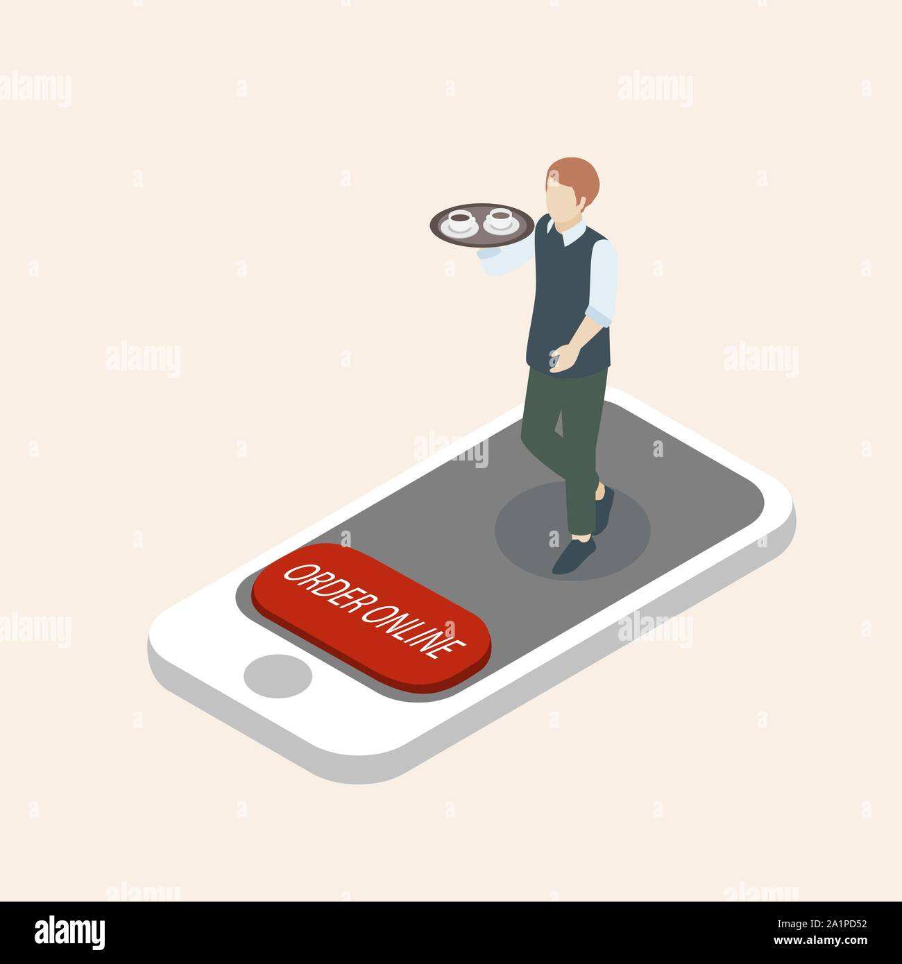 Vector illustration isométrique, acheter commander en ligne via smartphone shopping concept Illustration de Vecteur