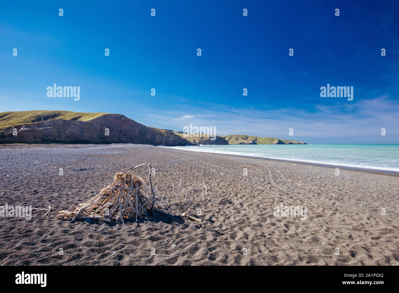 Télévision Birdlings Beach sur une journée ensoleillée en Nouvelle Zélande Banque D'Images