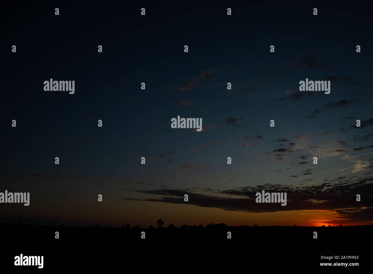 Un coucher du soleil de Septembre dans la région de Polk County, Iowa. Banque D'Images