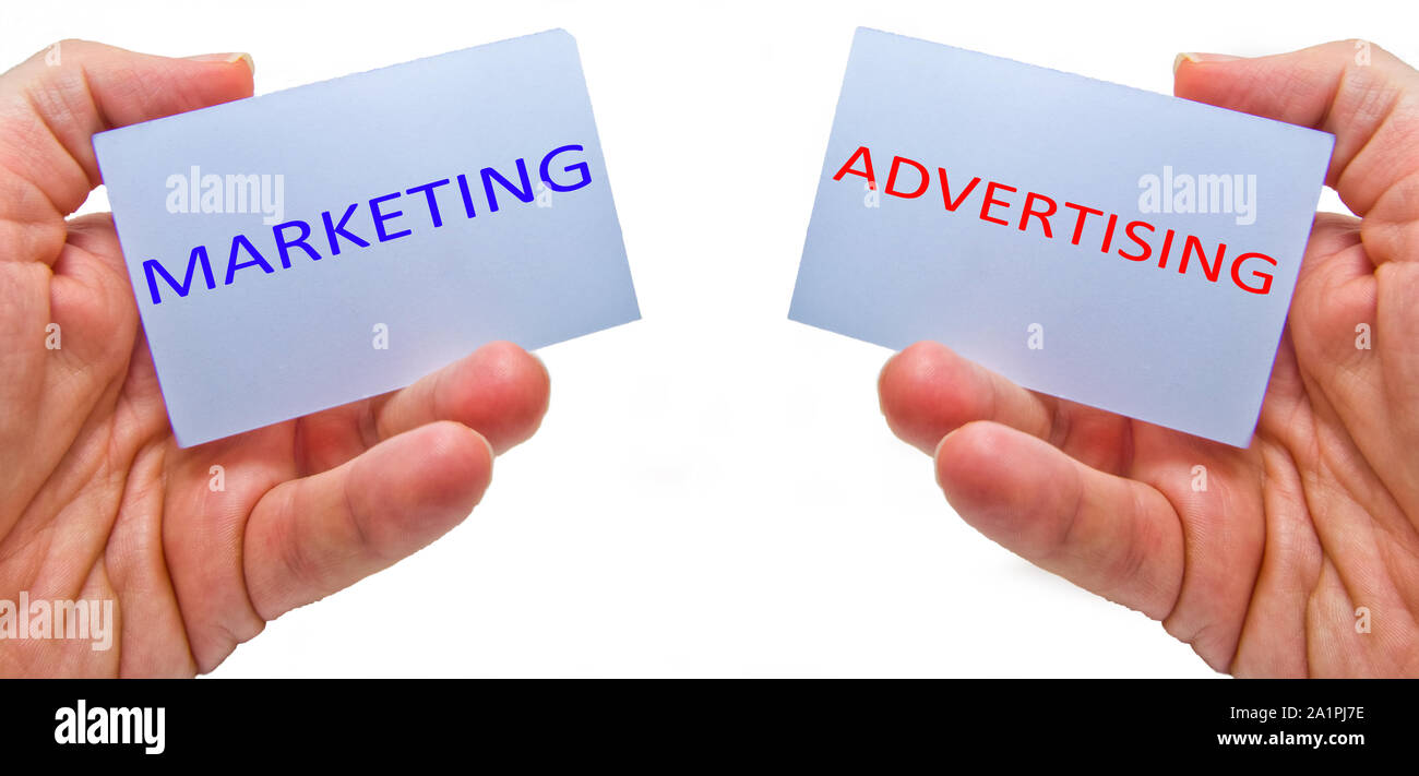La publicité et marketing - mktg vs adv - pour le marketing et business concepts Banque D'Images