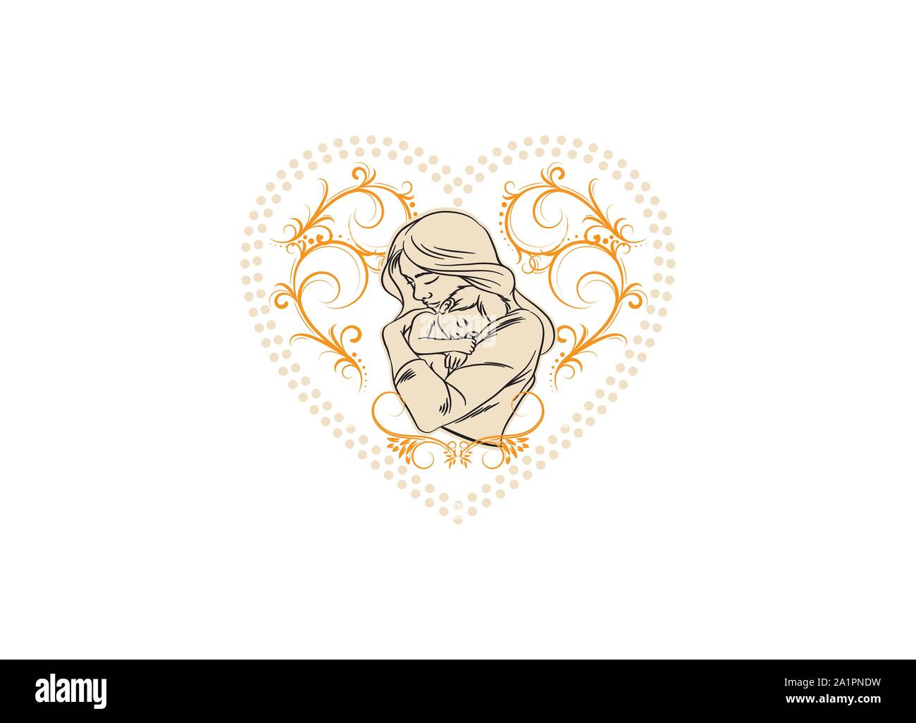 Forme de coeur mère modèle vecteur de conception de logo. Icône Motherlove, logos de la maternité, maman coeur love logo, la mère et l'enfant, symbole vecteur stylisé Illustration de Vecteur