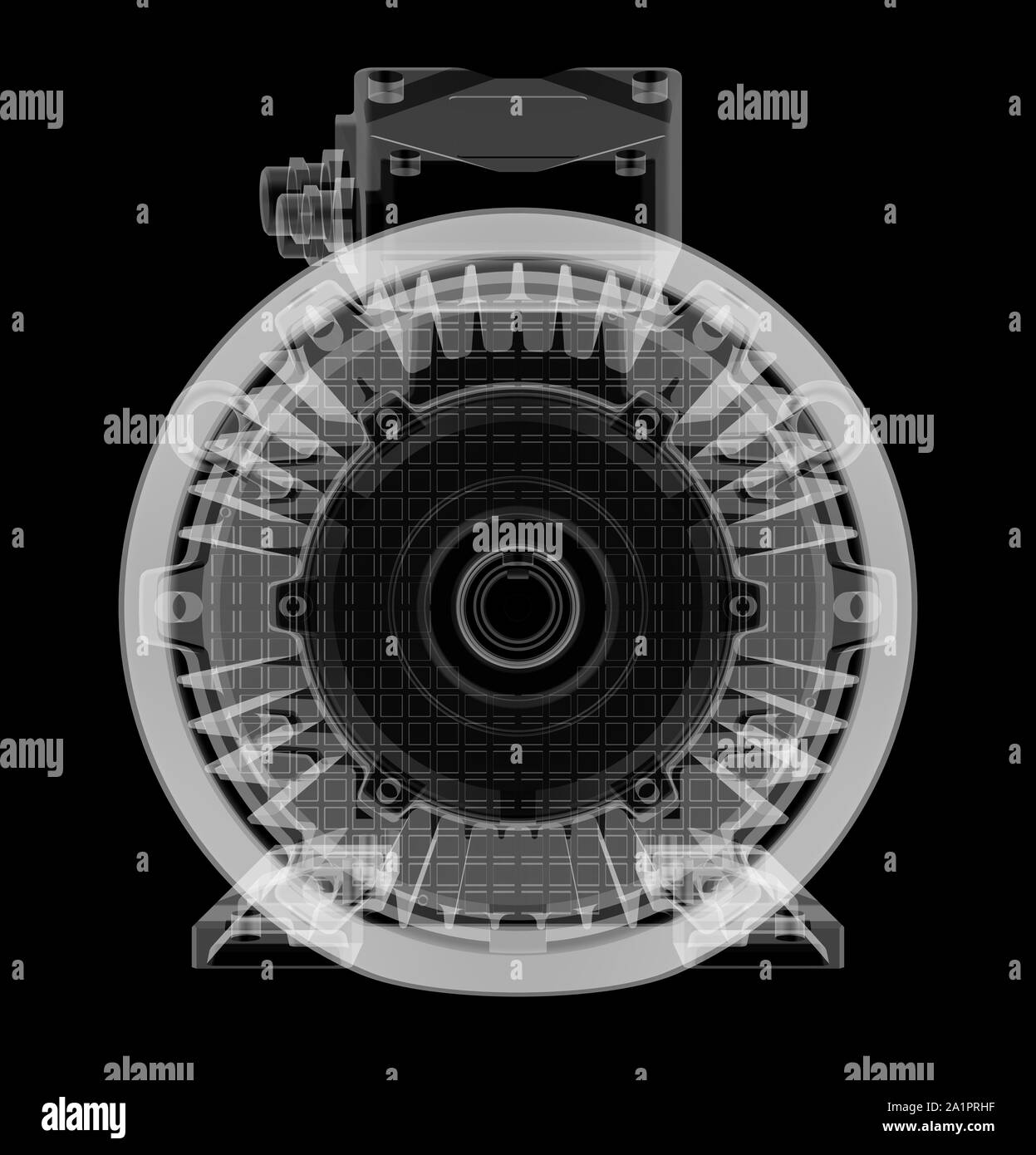 Moteur électrique X-Ray style. Isolé sur fond noir. 3D illustration Banque D'Images