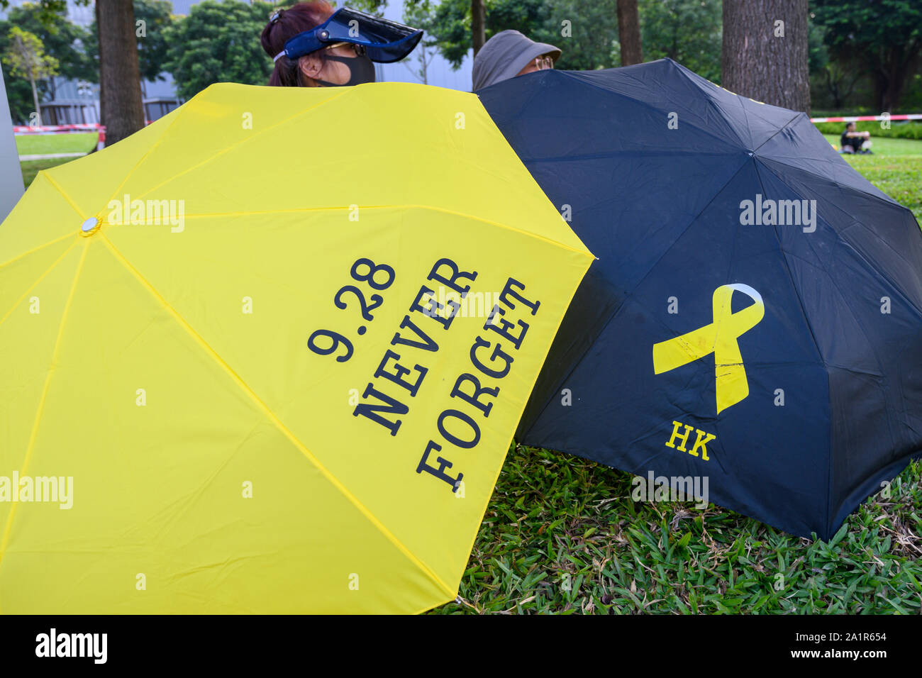 Tamar, Admiratly, Hong Kong, le 29 septembre 2019. Le cinquième anniversaire de la révolution d'Umbrella. Des dizaines de milliers de personnes se sont réunies à Tamar pour un rassemblement pour marquer le début de le mouvement Occupy il y a cinq ans. Banque D'Images