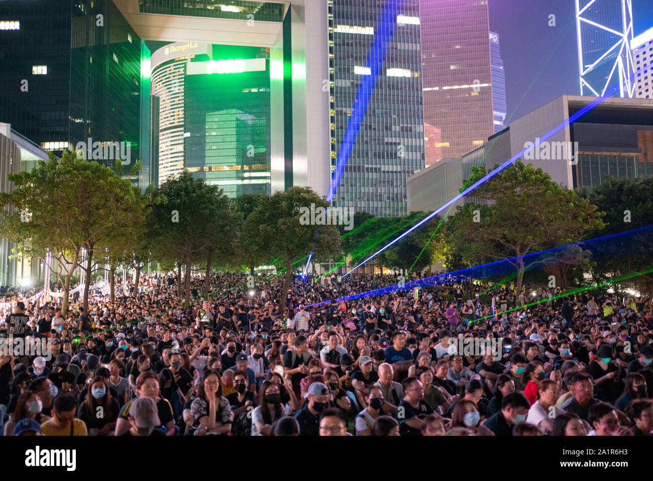 Central, Hong Kong. 28 Sep, 2019. Rally par des milliers de militants pro-démocratie à bureaux du gouvernement central à Tamar Park pour marquer le 5e anniversaire du début de l'égide du Mouvement. Credit : Iain Masterton/Alamy Live News Banque D'Images