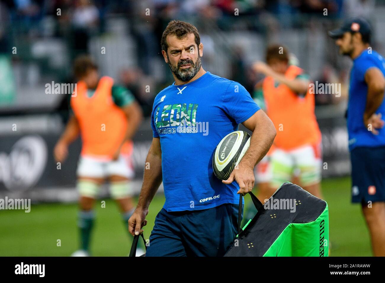 Treviso, Italie. 28 Sep, 2019. FABIO ONGARO COACH DE MISCHIA de Benetton Trevise au cours de Benetton Treviso Vs Leinster Rugby - Rugby Guinness Pro 14 - Crédit : LPS/Ettore Griffoni/Alamy Live News Banque D'Images