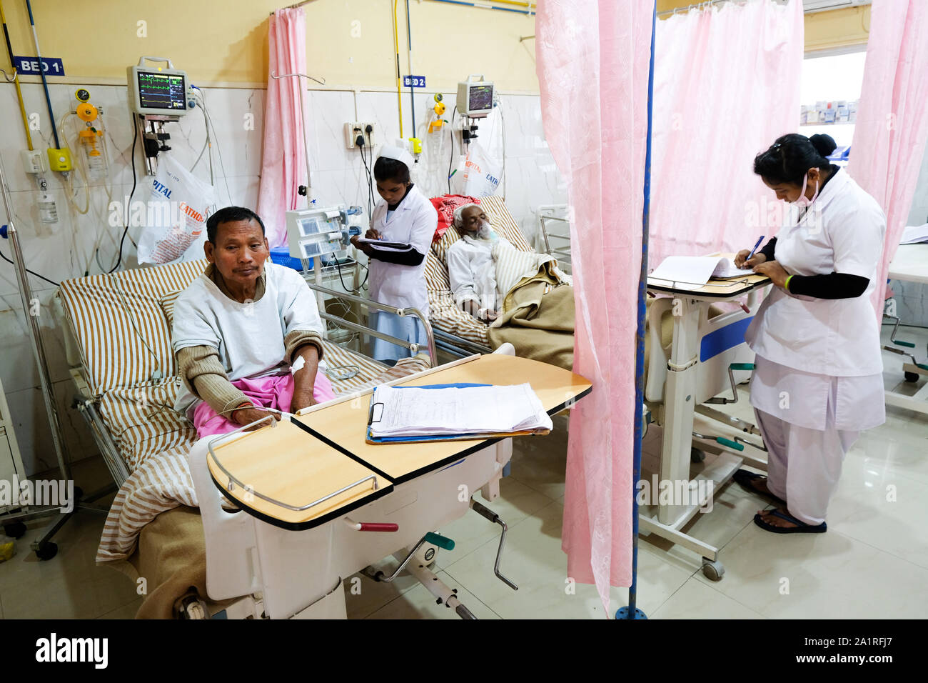 Dans le quartier de l'hôpital de la Mission Catholique Borang du diocèse de Tezpur dans l'état d'Assam, nord-est de l'Inde, l'Asie Banque D'Images