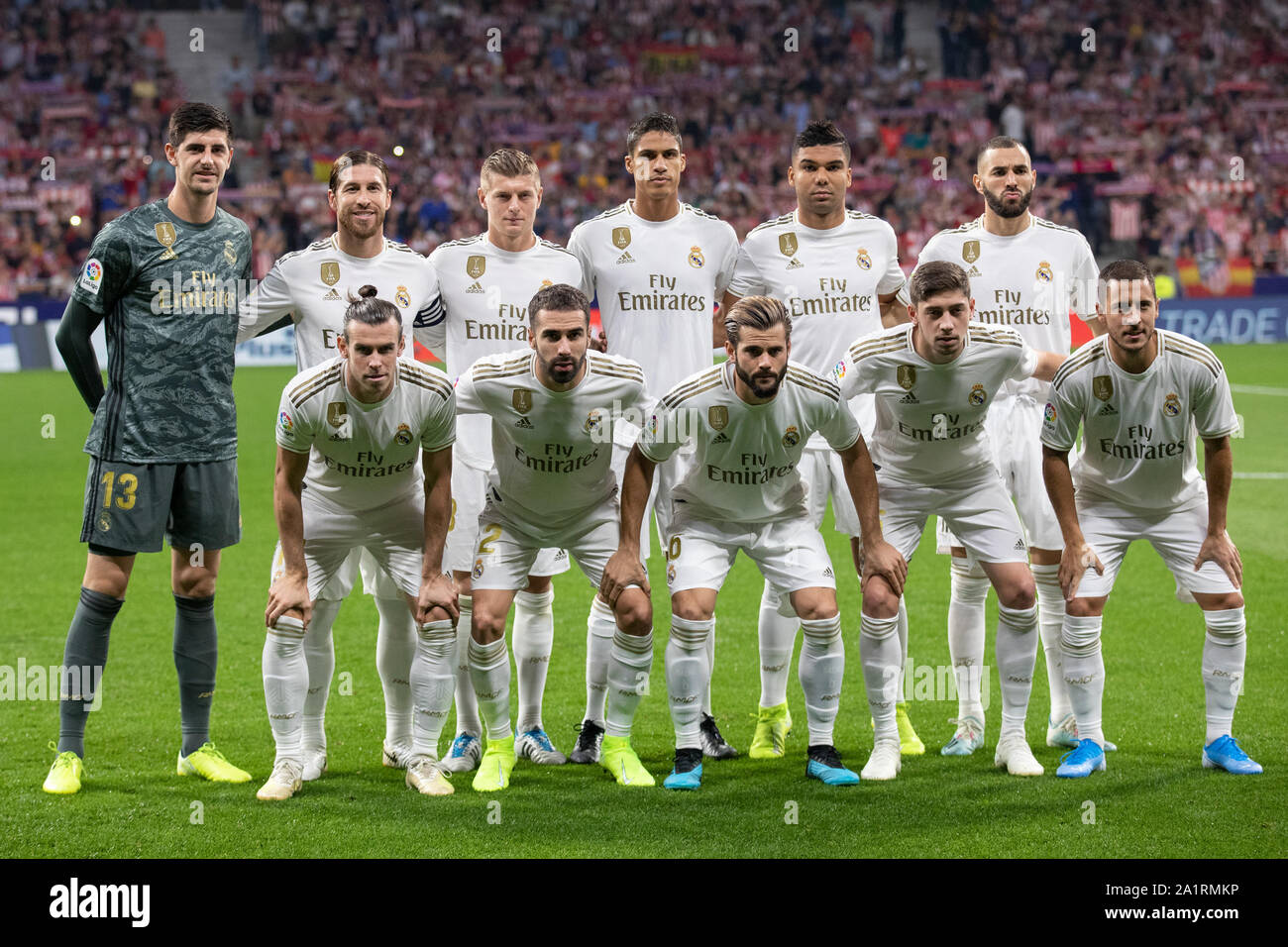 Madrid, Espagne. 28 Sep, 2019. Groupe de l'équipe du Real Madrid lors du  match Atletico de Madrid v Real Madrid CF, de LaLiga saison 2019/2019, date  7. Wanda Metropolitano Stadium. Madrid, Espagne,