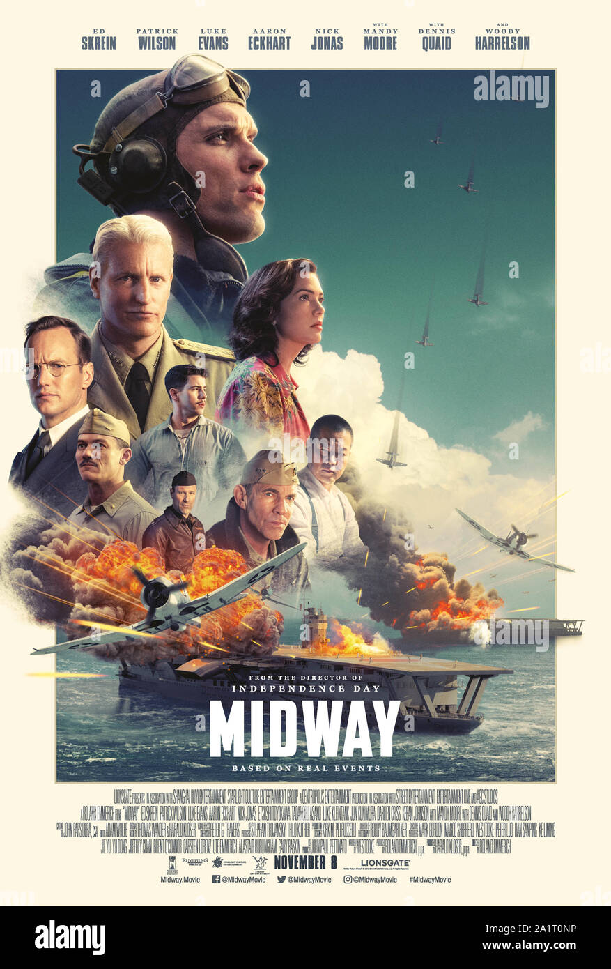 DATE DE SORTIE : 8 novembre 2019 TITRE : Midway STUDIO : Lionsgate Directeur : Roland Emmerich Résumé : L'histoire de la Bataille de Midway, raconté par les dirigeants et les marins qui ont combattu. Avec : Affiches (crédit Image : © Lionsgate Entertainment/photos) Banque D'Images