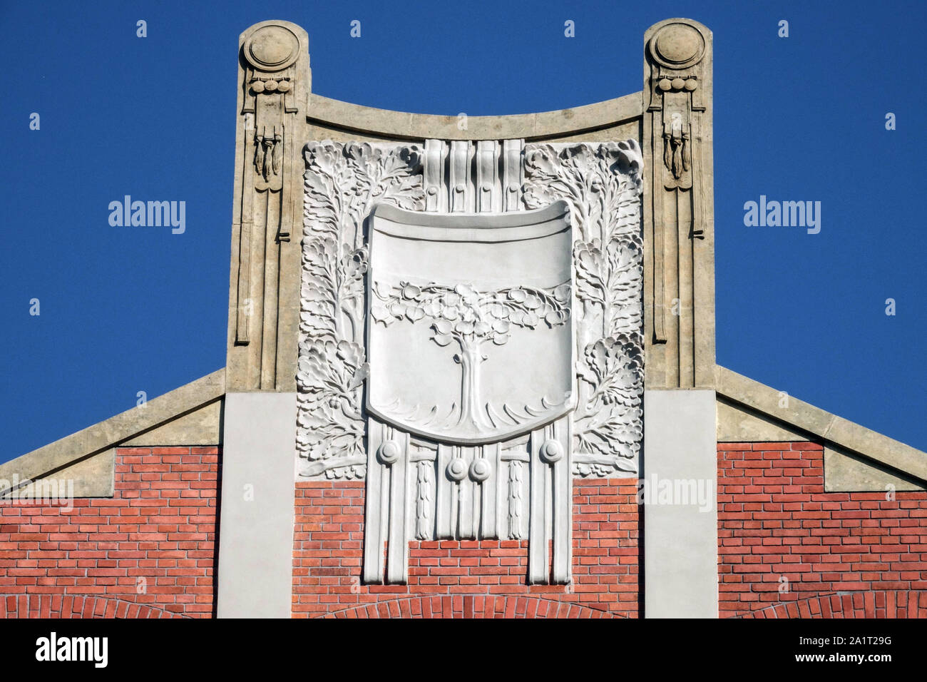 Bâtiment de la gare Art Nouveau de Prague, gare principale, République tchèque de Prague Banque D'Images