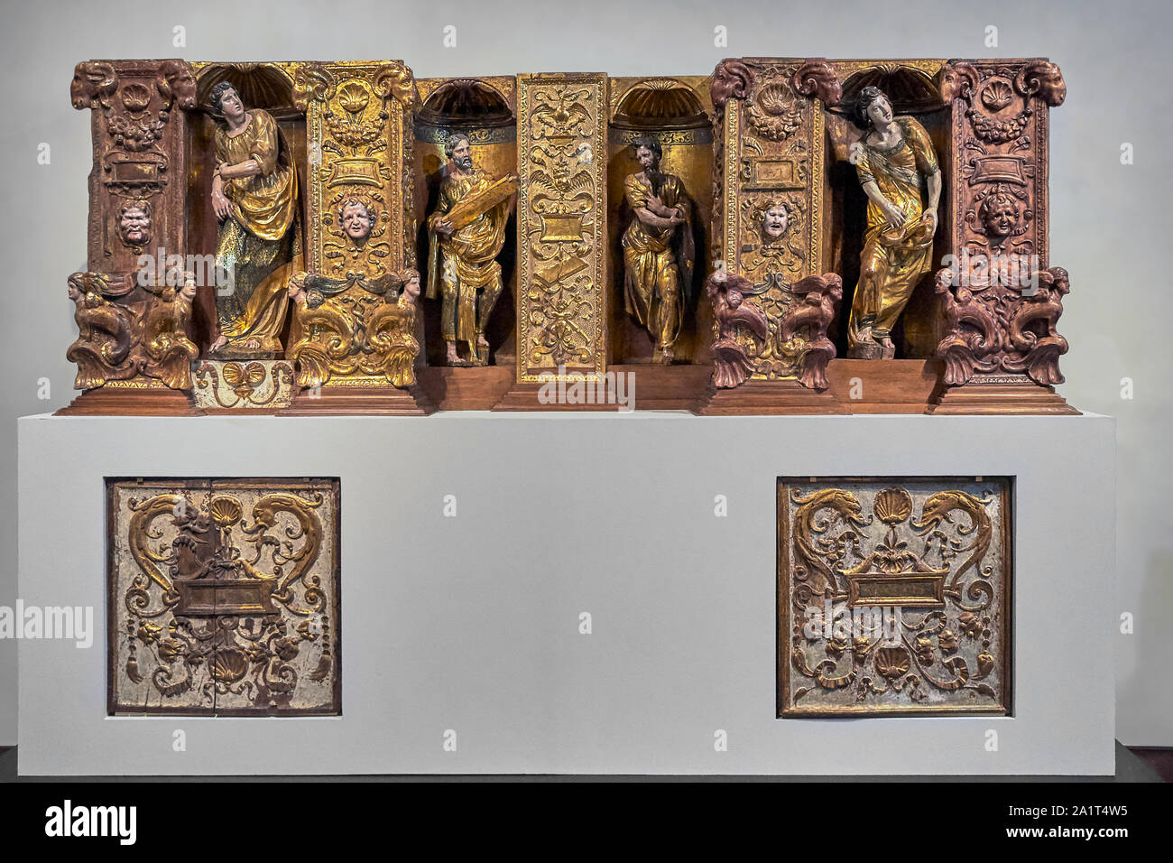 Retable du monastère de San Benito el Real, fragment de la prédelle dans le Musée National de Sculpture Colegio de San Gregorio de Valladolid, Sp Banque D'Images