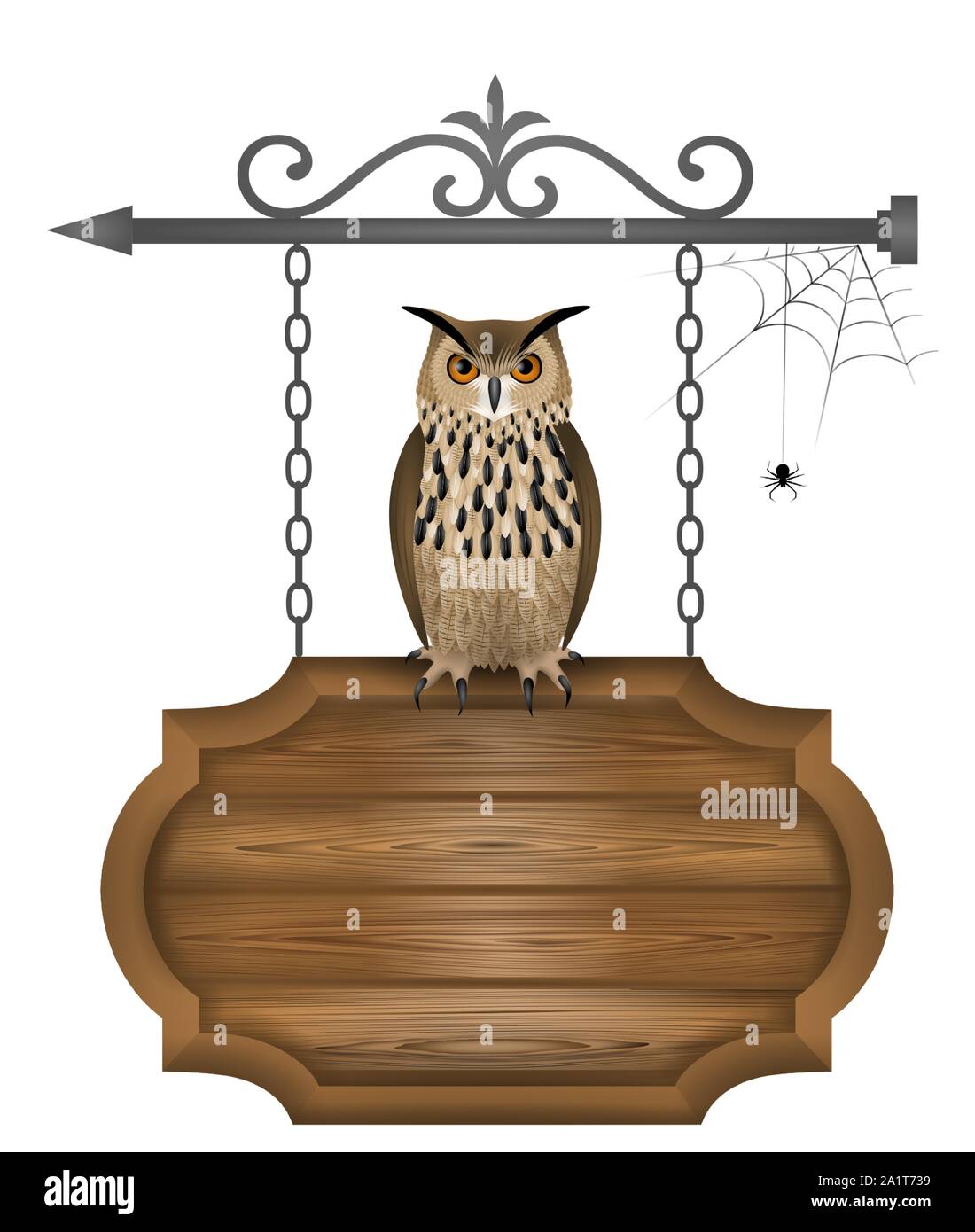 Owl sur planche de bois illustration Illustration de Vecteur