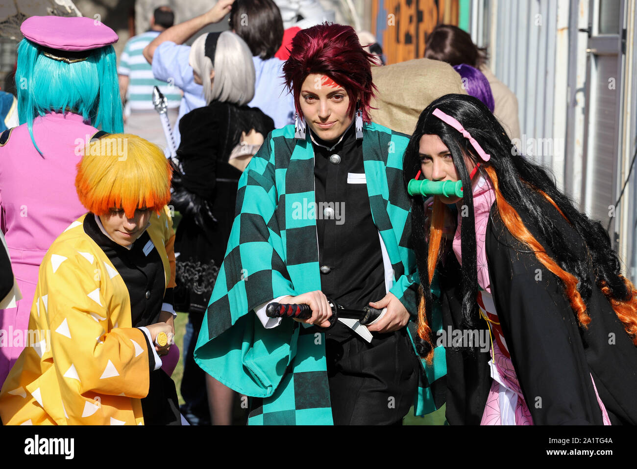 Montevideo, Uruguay. 28 Sep, 2019. Les participants du Cosplay show vu au cours de la Japan Fest 2019 à Montevideo.Chaque année, l'ambassade du Japon en Uruguay organise le festival du Japon avec l'idée de faire connaître la culture japonaise en Uruguay, le Japon affiche Festival des arts martiaux, la gastronomie, la danse, la musique et de la floriculture au peuple uruguayen. Credit : SOPA/Alamy Images Limited Live News Banque D'Images