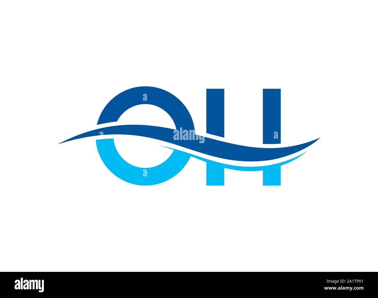 OH logo lettre avec de l'eau vague Illustration de Vecteur