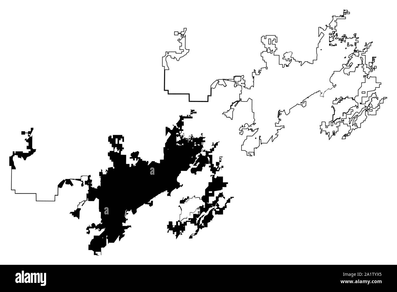 Birmingham City (États-Unis villes, United States of America, USA) site vector illustration, scribble sketch Birmingham voir la carte Illustration de Vecteur