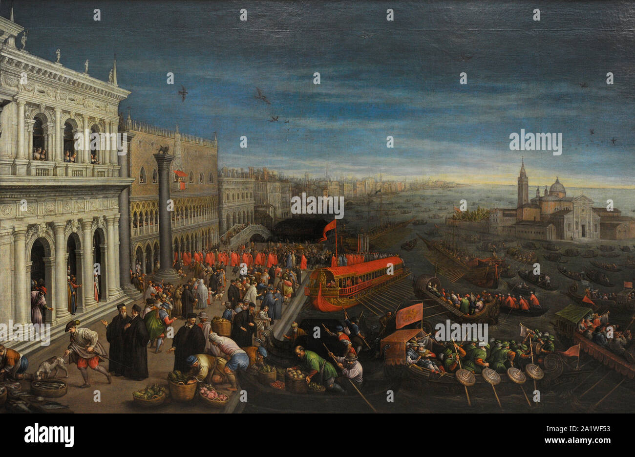 Leandro Bassano (1557-1622). Peintre maniériste italien. La Riva degli Schiavoni à Venise. San Fernando Académie Royale des Beaux-arts de Madrid. L'Espagne. Banque D'Images