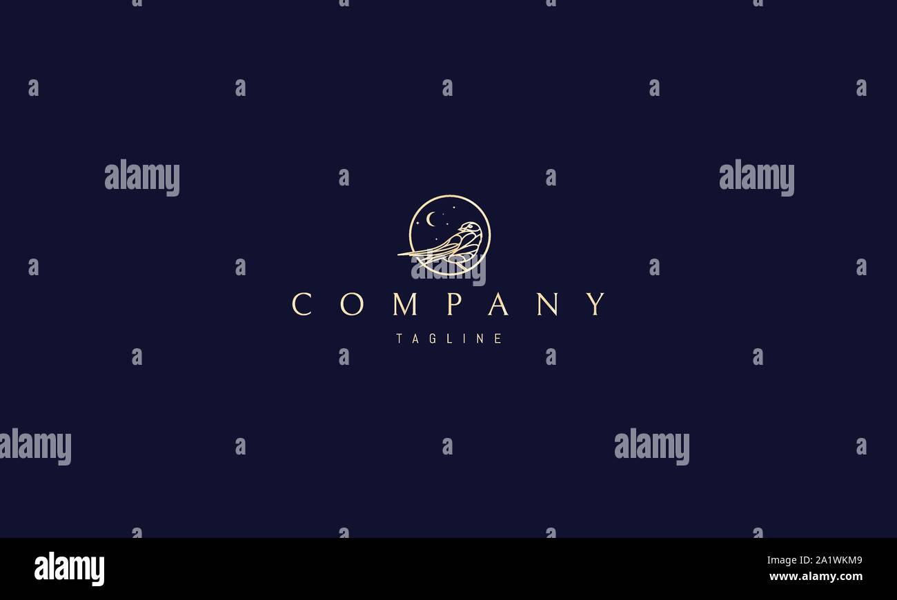 Logo golden Vecteur sur lequel une image abstraite d'un oiseau au centre du cercle. Illustration de Vecteur