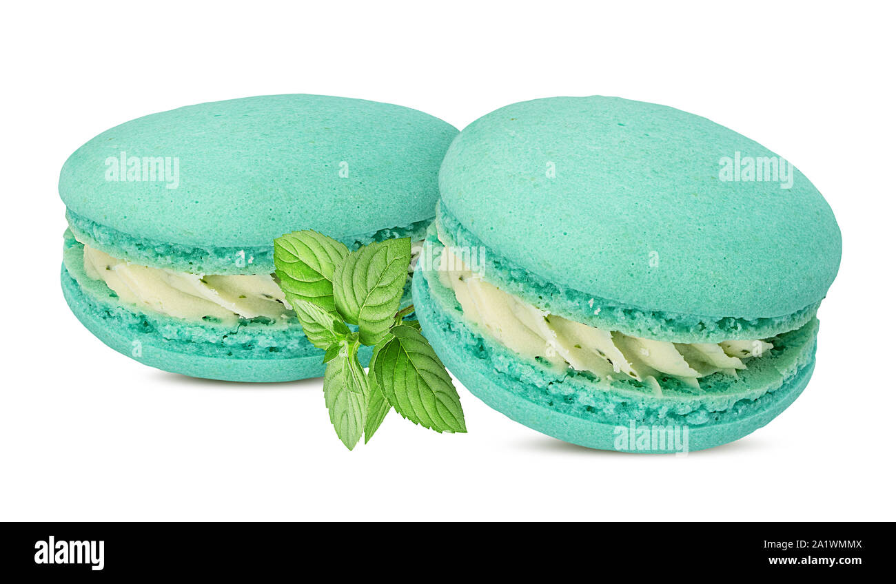 Macarons menthe isolé sur fond blanc Banque D'Images