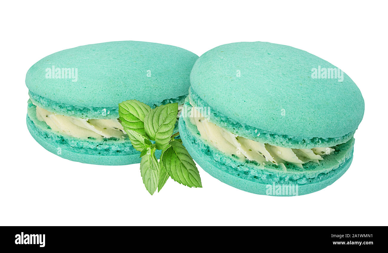 Macarons menthe isolé sur fond blanc Banque D'Images