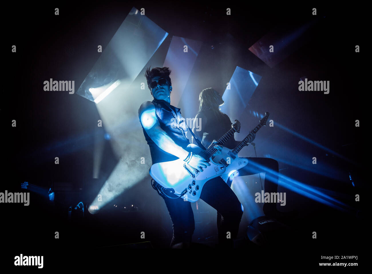 Oslo, Norvège. Septembre 28th, 2019. Le groupe de rock anglais The Sisters of Mercy effectue un concert live de la Rockefeller à Oslo. Ici guitariste Ben Christo est vu sur scène. (Photo crédit : Gonzales Photo - Tord Litleskare). Banque D'Images