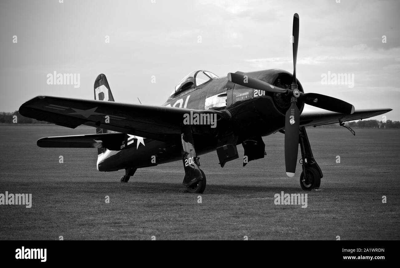 Grumman F8F Bearcat (G-RUMM) sur la piste à la bataille d'Angleterre à l'Airshow Duxford IWM sur le 22 septembre 2019 Banque D'Images