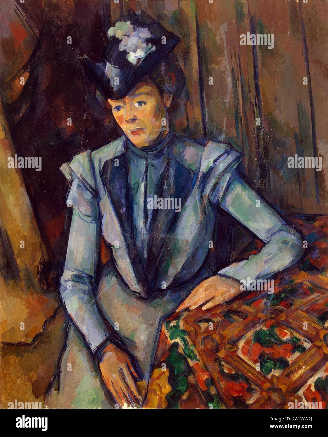 Dame en Bleu de Paul Cézanne Banque D'Images