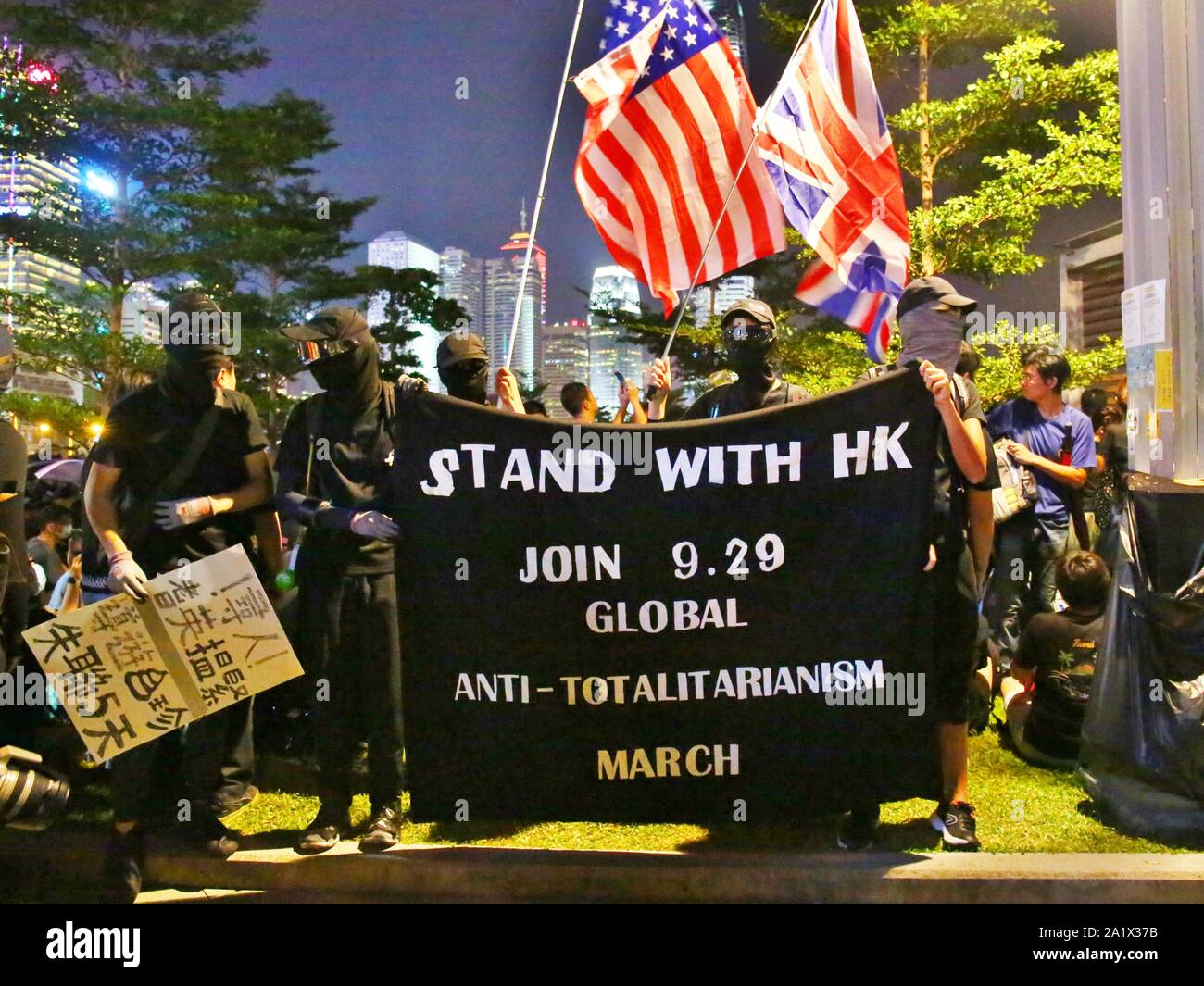 Hong Kong, Chine. 28 Sep, 2019. Centaines de milliers d'assister à une assemblée générale à Tamar Park, Amirauté, marquant le 5e anniversaire de circulation à Hong Kong. Gonzales : Crédit Photo/Alamy Live News Banque D'Images
