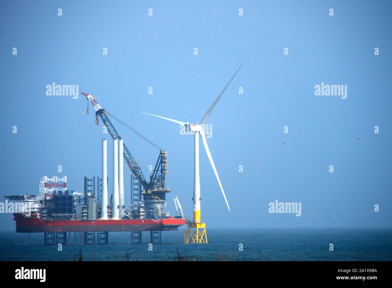 Éoliennes de l'installation. La baie d'Aberdeen, Aberdeenshire, Scotland, UK Banque D'Images