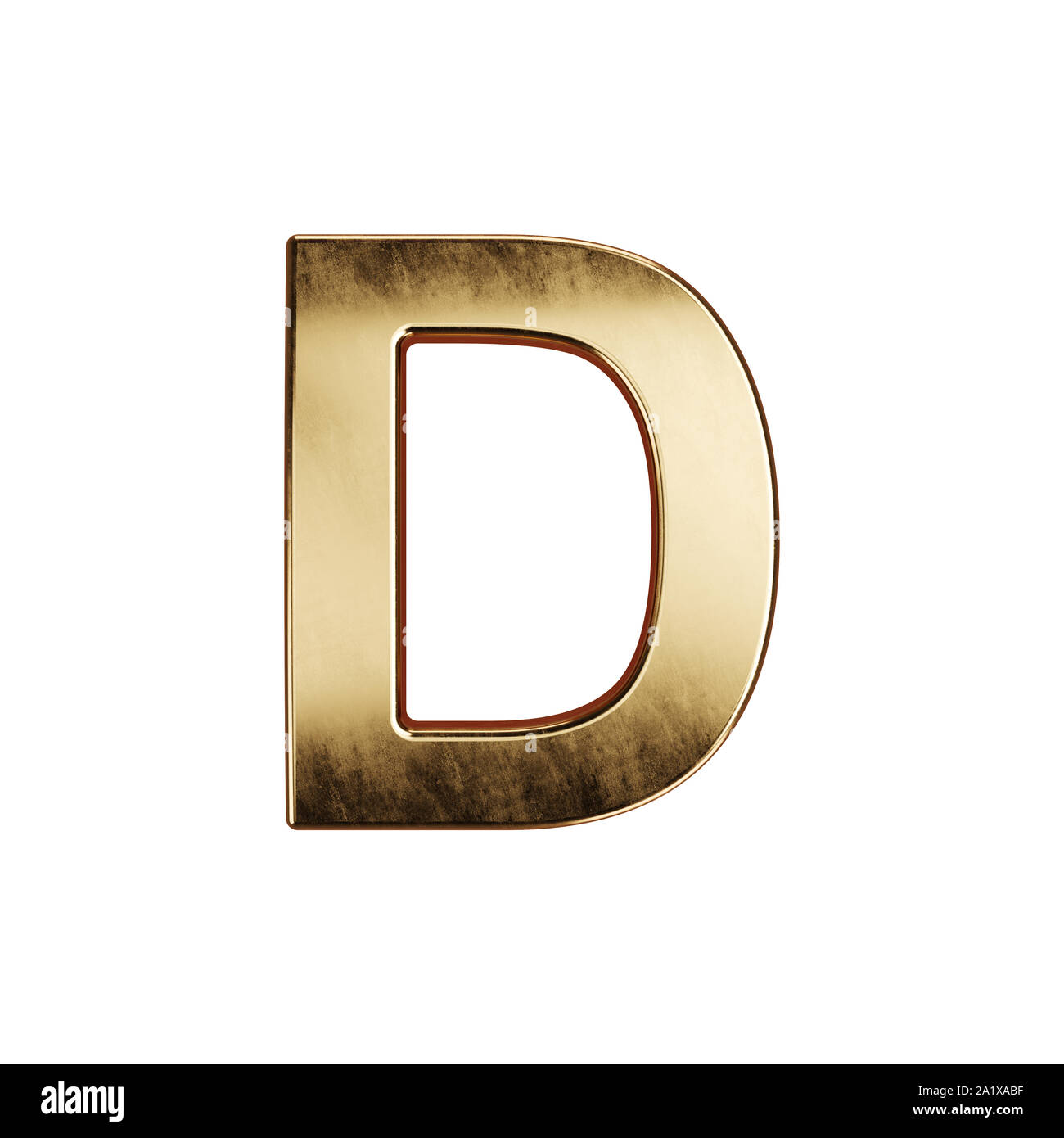 3D render of golden lettre alphabet simbol - D. isolé sur fond blanc Banque D'Images