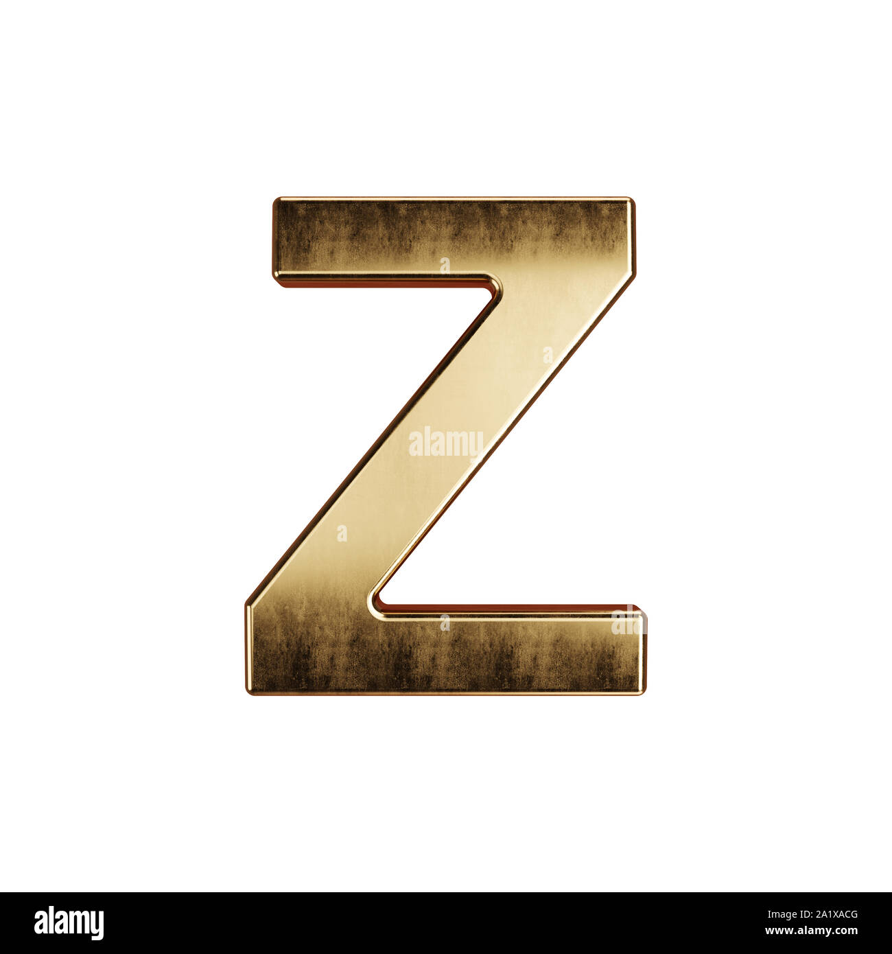 3D render of golden lettre de l'alphabet - simbol Z. isolé sur fond blanc Banque D'Images