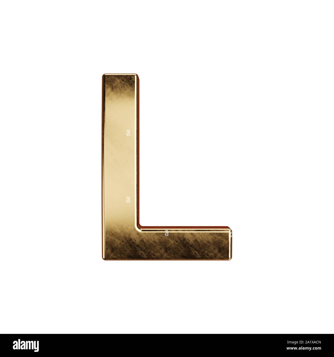 3D render of golden lettre de l'alphabet - simbol L. isolé sur fond blanc Banque D'Images