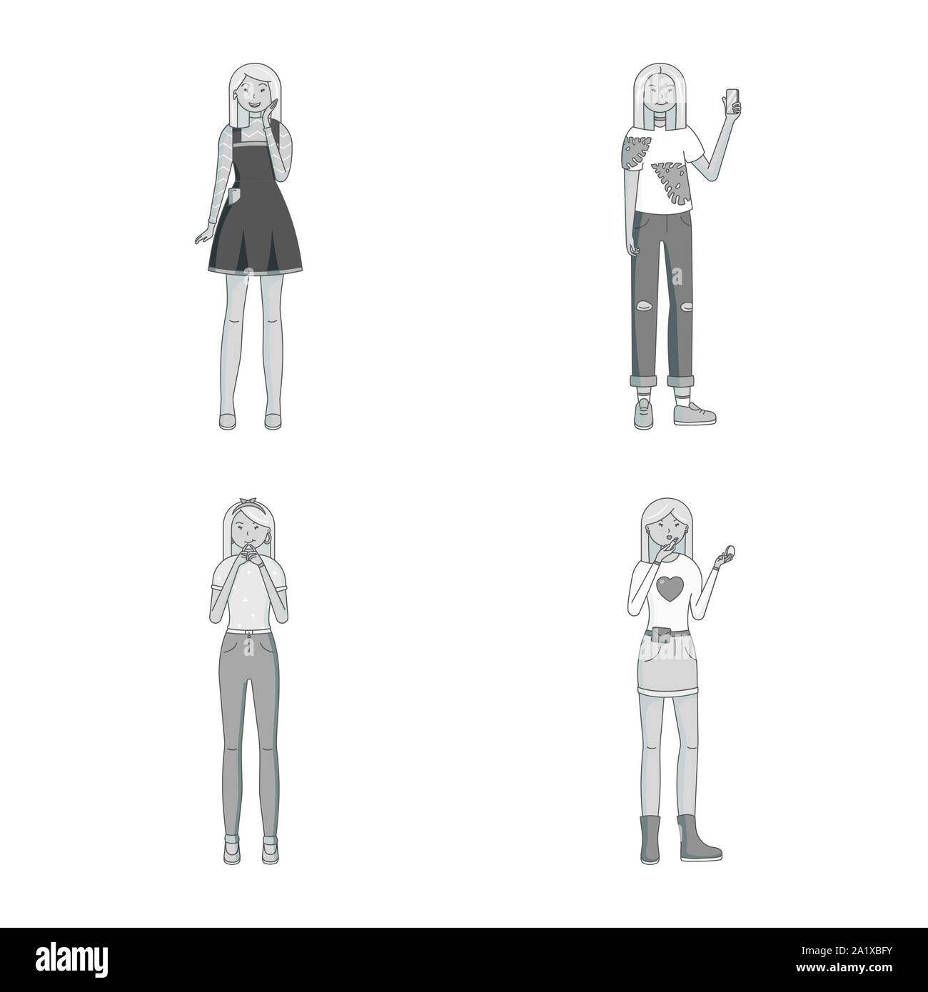 Objet isolé des émotions et de l'icône féminine. Collection d'émotions et le corps stock vector illustration. Illustration de Vecteur