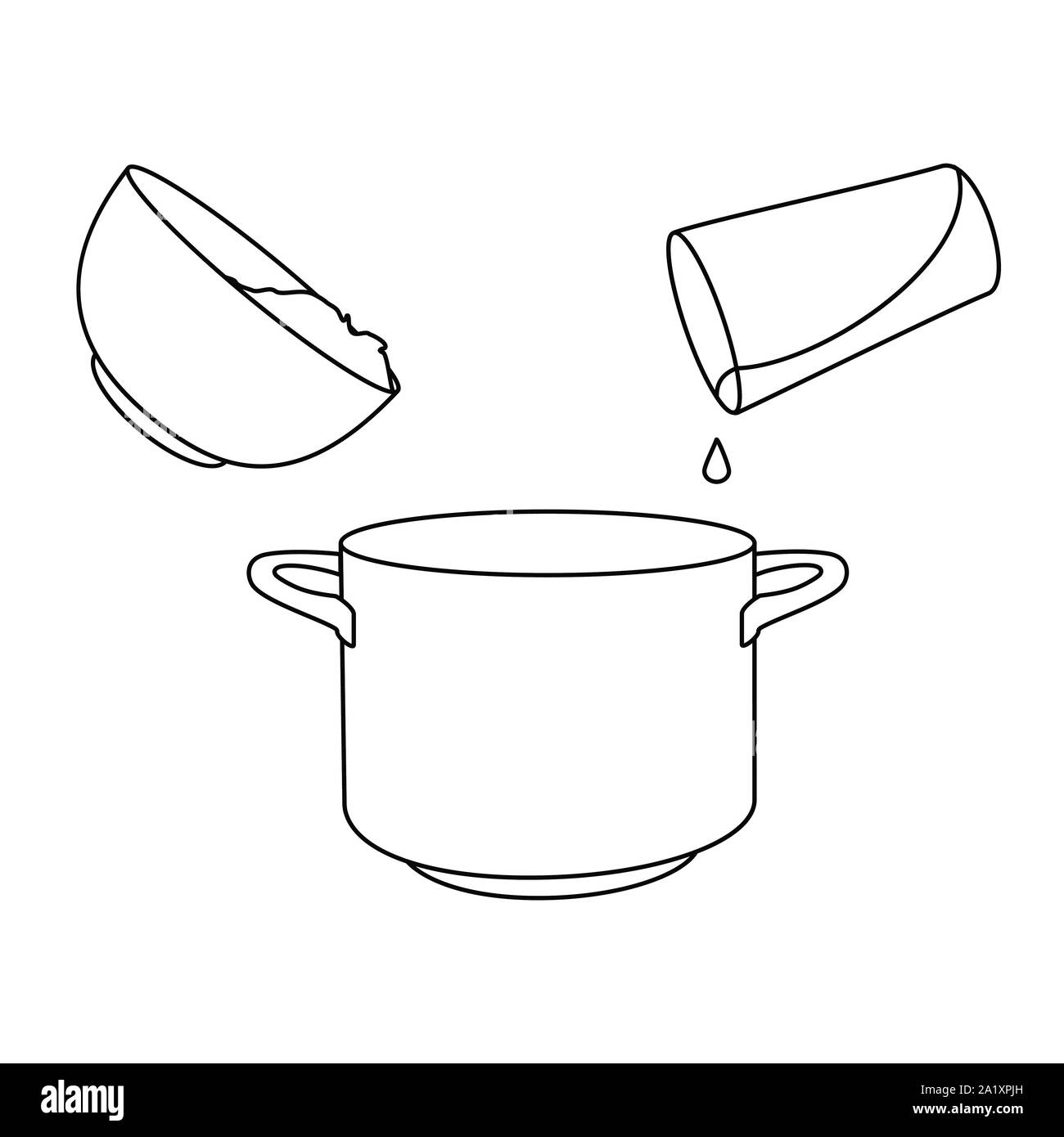 Comment faire cuire le riz avec peu d'ingrédients recette facile. Le processus d'instruction de riz pour le petit déjeuner. Bol chaud avec une cuisine savoureuse. Illustration de Vecteur