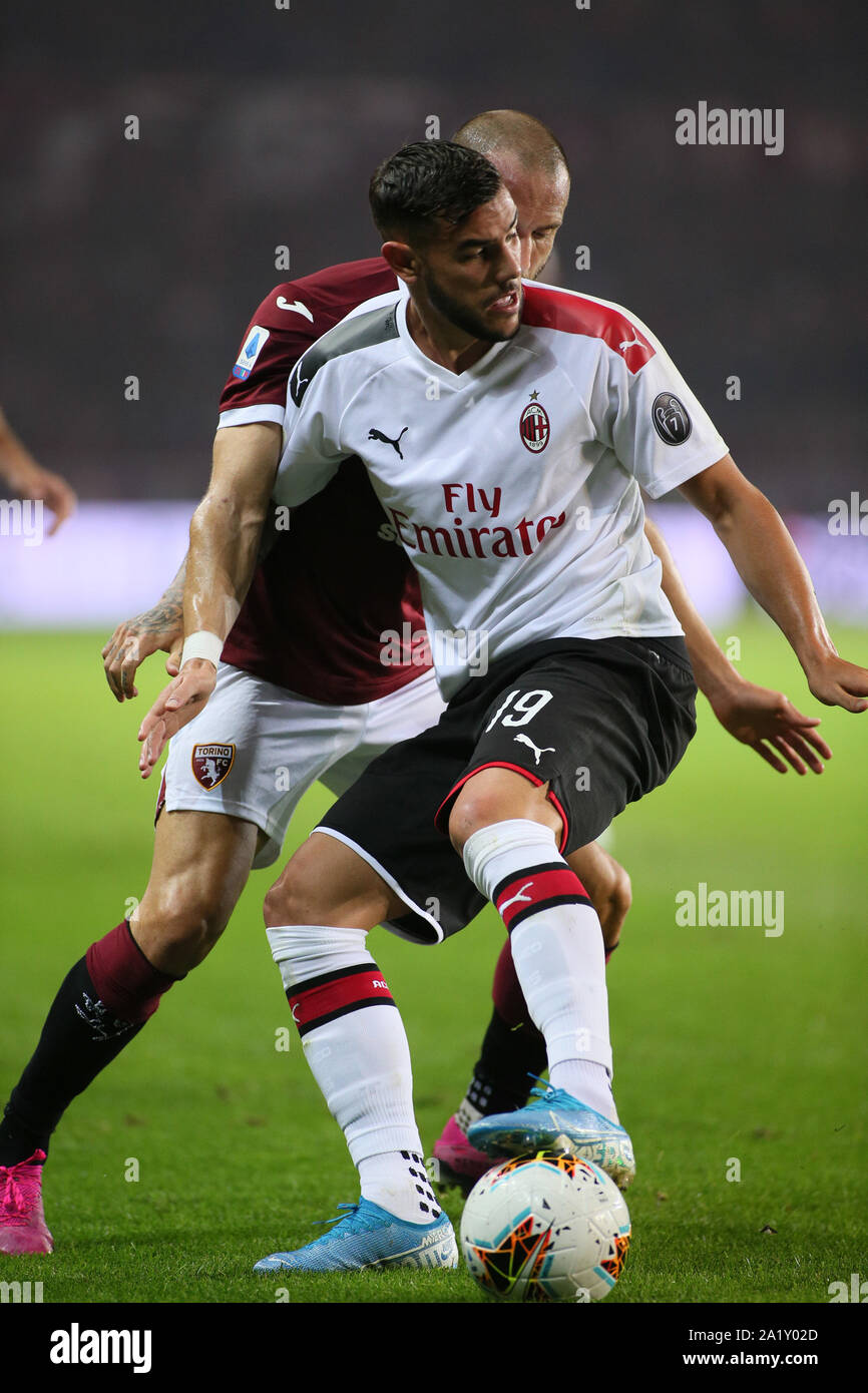 THEO HERNANDEZ au cours de Torino Vs Milan , Turin, Italie, 26 septembre 2019, le Soccer Le soccer italien Serie A Championnat Hommes Banque D'Images