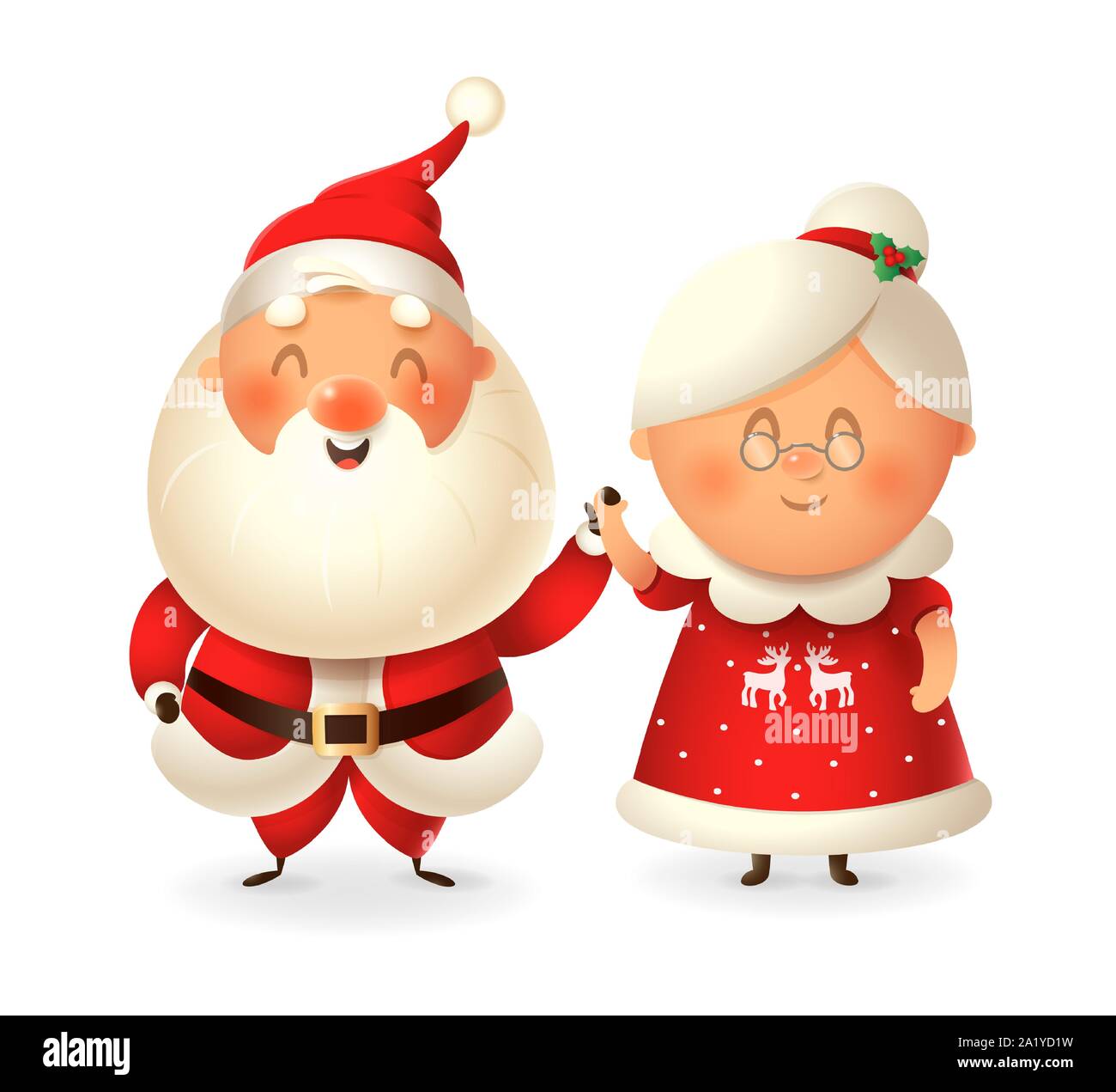 Le Père Noël et son épouse Mme Noël célébrer les jours fériés - vector illustration isolé sur fond transparent Illustration de Vecteur