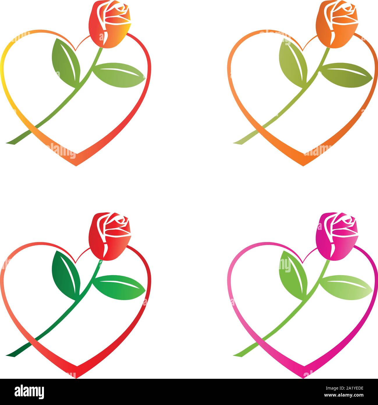 Coeur et rose, fleur, coeur, amour, don, le logo Illustration de Vecteur