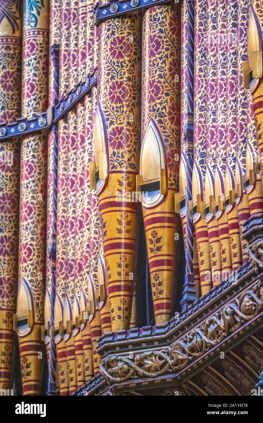 Du très grand organe dans la cathédrale de Durham, Durham, Royaume-Uni. Banque D'Images