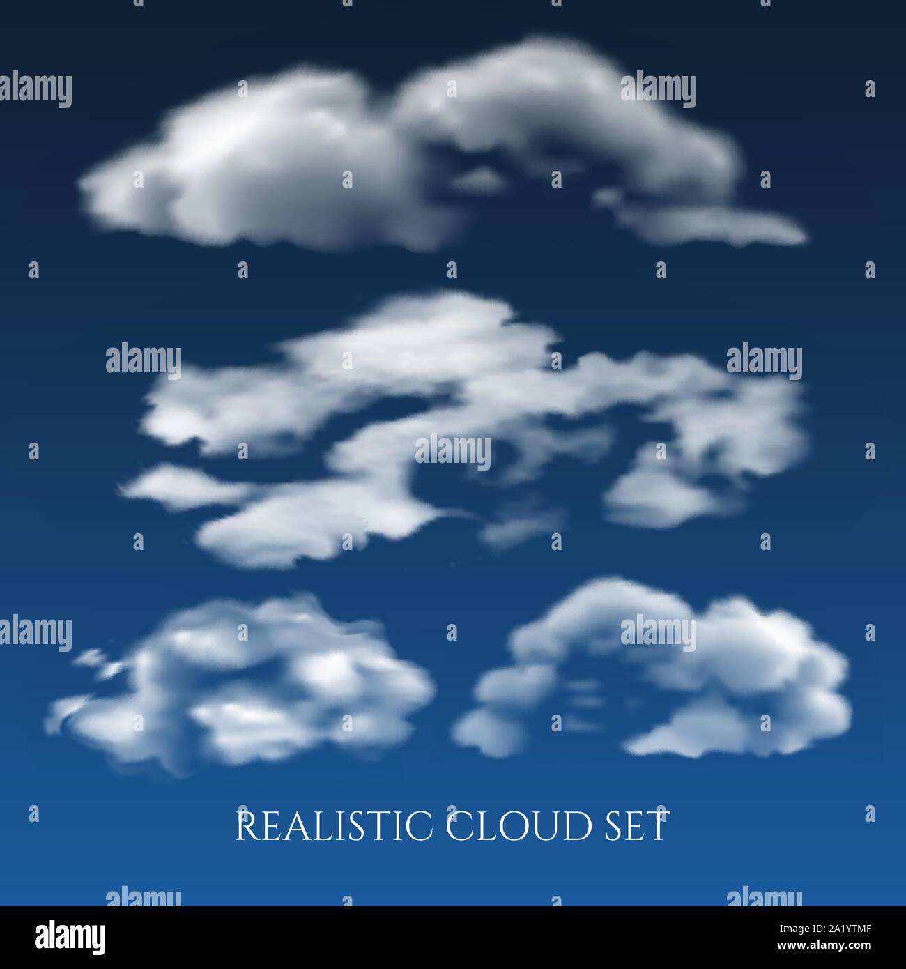 Nuages dans le ciel bleu réaliste Illustration de Vecteur