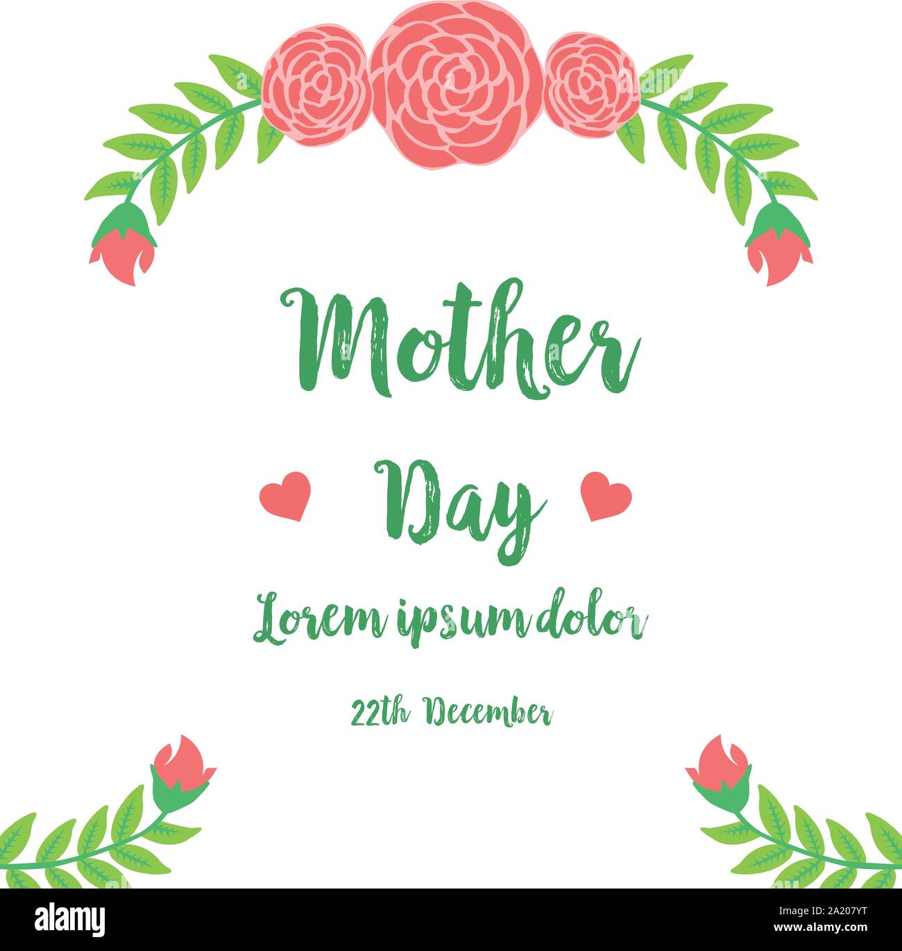 Rose Fleur cadre moderne pour le texte de la journée. Vector Illustration de Vecteur
