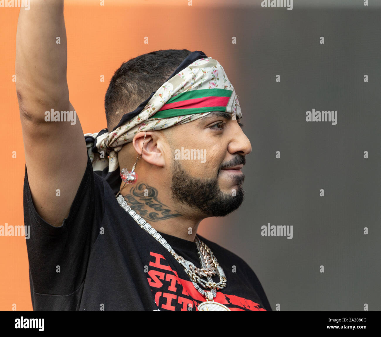 New York, NY - 28 septembre 2019 : French Montana joue sur la scène au cours de 2019 Festival Citoyen du monde à Central Park Banque D'Images
