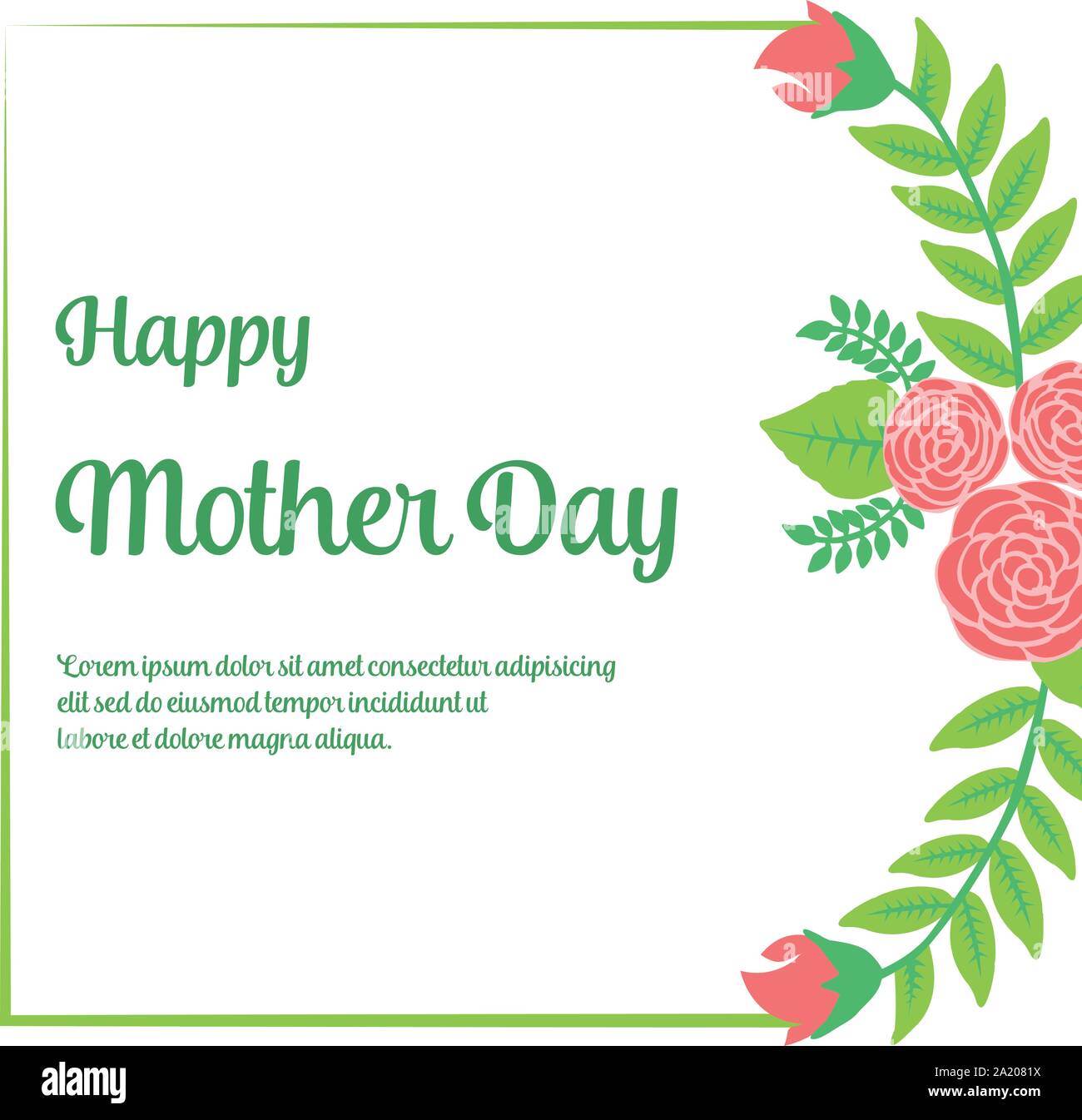 Rose Fleur cadre moderne pour le texte de la journée. Vector Illustration de Vecteur