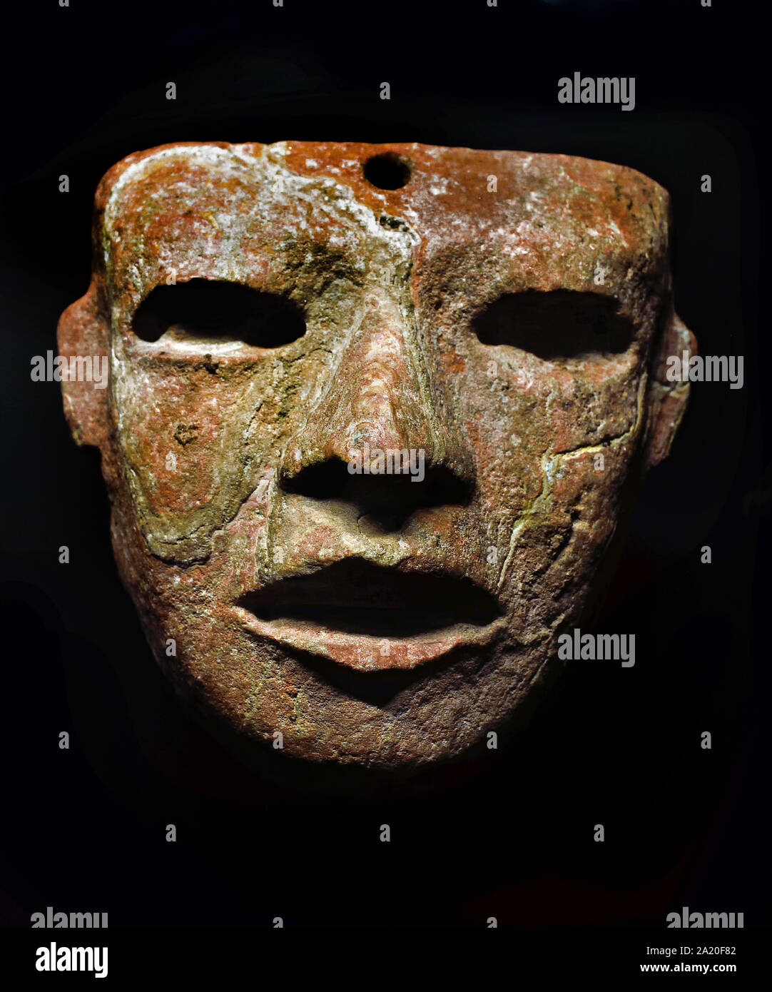 Masque en pierre 22,5x29,5 Azcapotzalco Mexique (Azcapotzalco a été fondée par Chichimèques en l'an 995 - 1428 ) Amérique Aztèque, Américain. Pre-Columbian Banque D'Images