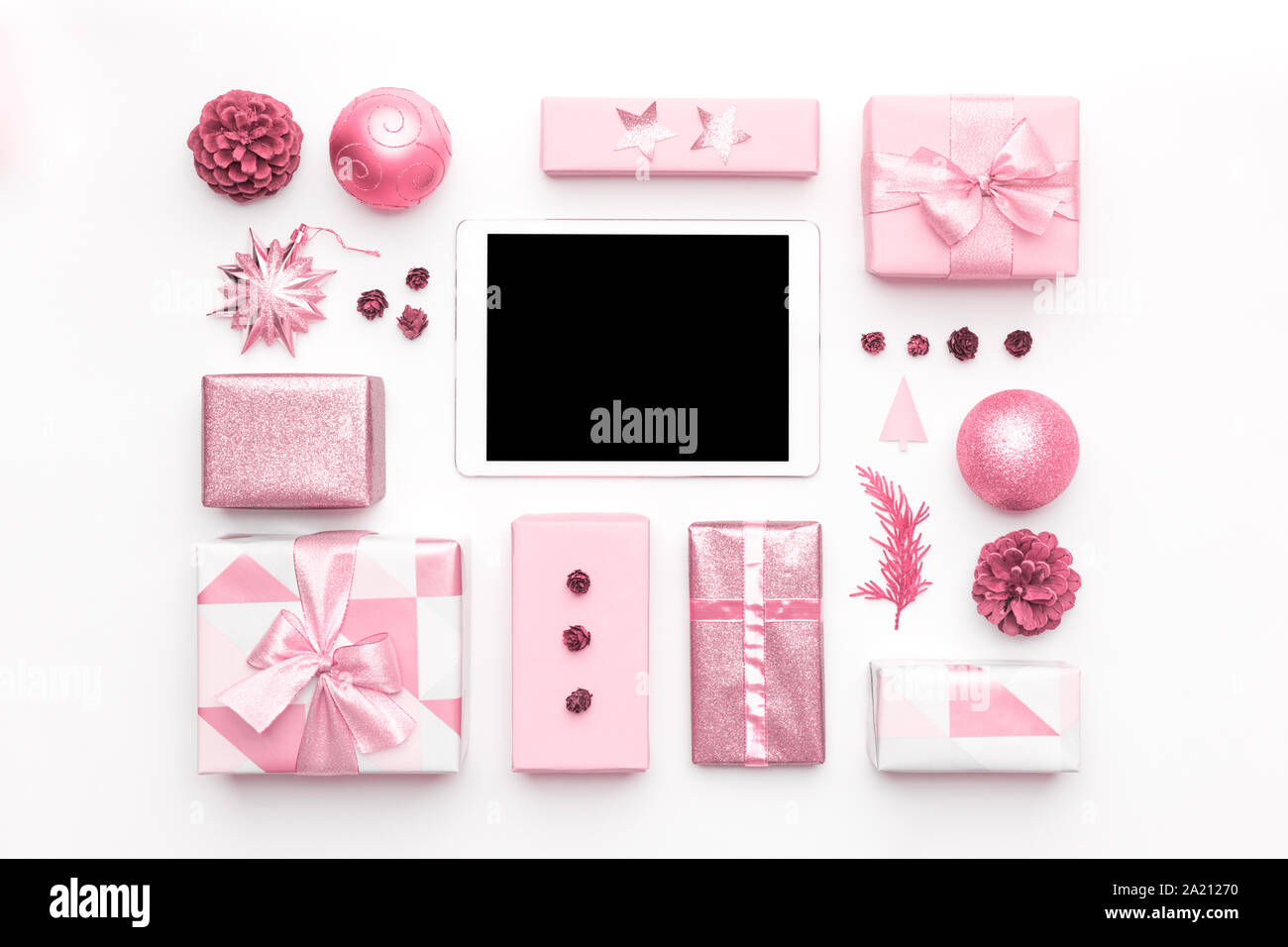 Achats en ligne, vente de Noël Concept. Boxing Day Sale Arrière-plan. Banque D'Images