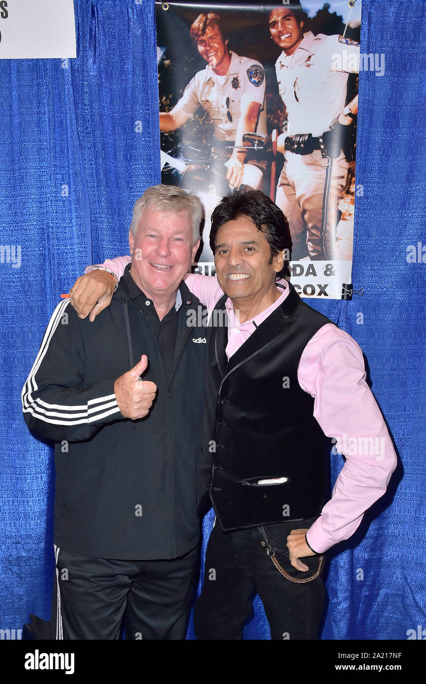 Anaheim, États-Unis. 28 Sep, 2019. Larry Wilcox et Erik Estrada à l'NostalgiaCon 1980 Convention de la culture pop à l'Anaheim Convention Center. Anaheim, 28.09.2019 | Conditions de crédit dans le monde entier : dpa/Alamy Live News Banque D'Images