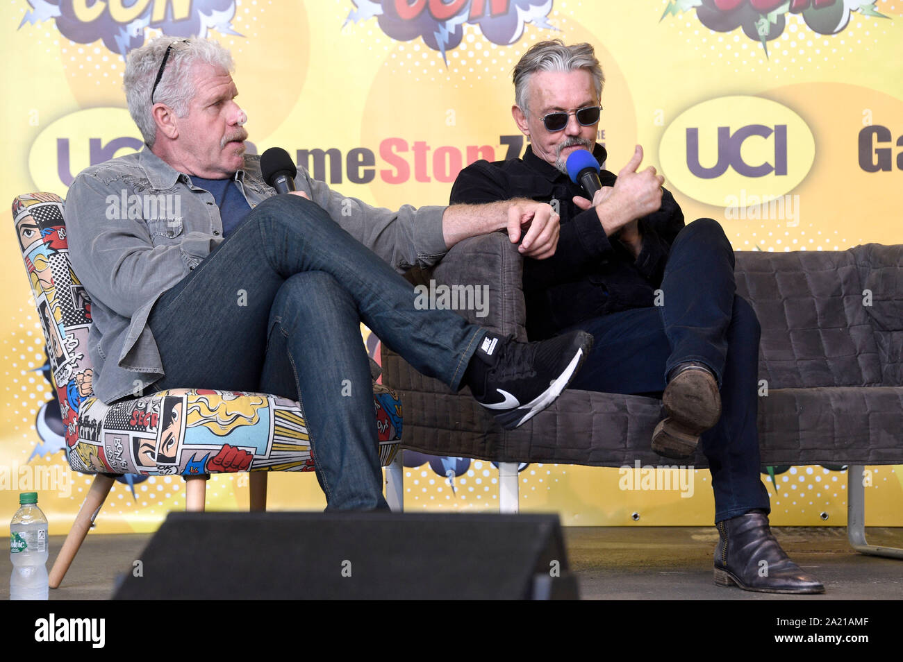 Berlin, Deutschland. 28 Sep, 2019. Ron Pearlman et Tommy Flanagan à la 4e Comic Con allemand Berlin à Berlin. Berlin, 28.09.2019 | Conditions de crédit dans le monde entier : dpa/Alamy Live News Banque D'Images